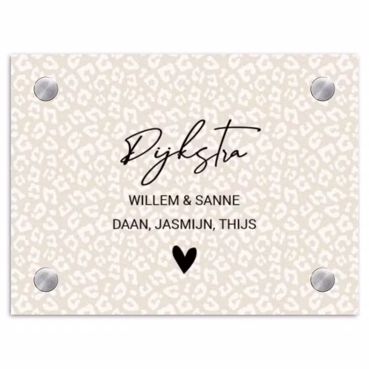 Naambordje voordeur - Rechthoek - Beige panterprint - Sierlijk — 1