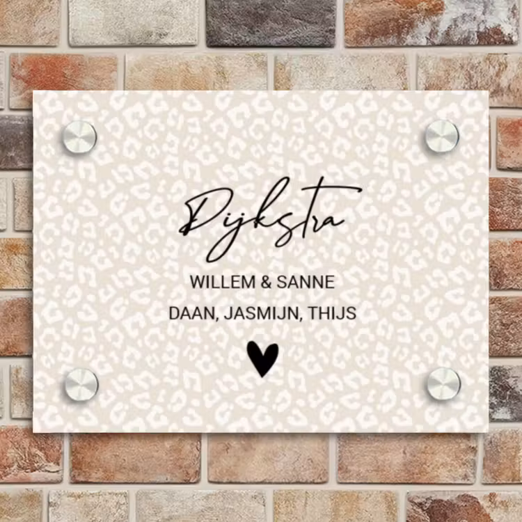 Naambordje voordeur - Rechthoek - Beige panterprint - Sierlijk — 4