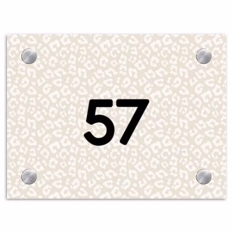 Naambordje voordeur - Rechthoek - Beige panterprint - Traditioneel — 1
