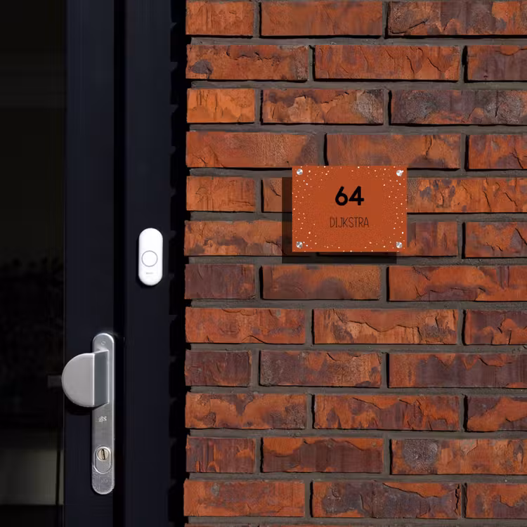 Naambordje voordeur - Rechthoek - Roestbruin met stippen - Modern — 2
