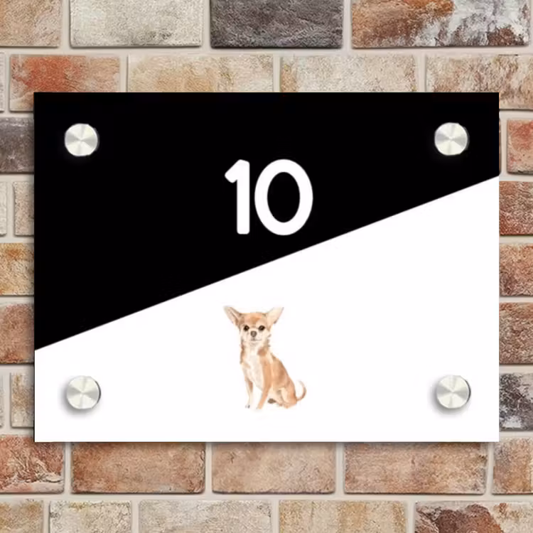 Naambordje voordeur - Rechthoek - Zwart wit - Huisdier - Chihuahua — 4
