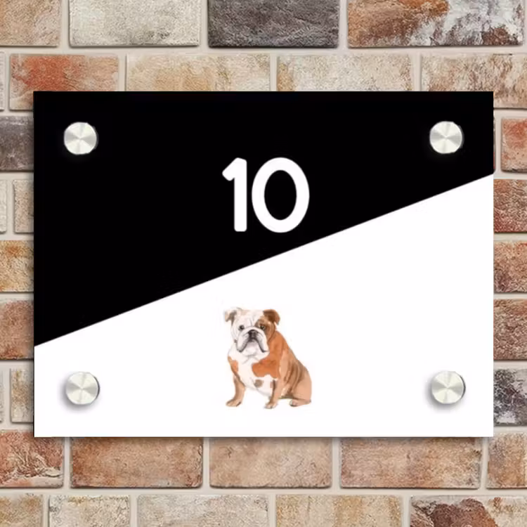 Naambordje voordeur - Rechthoek - Zwart wit - Huisdier - Engelse bulldog — 4