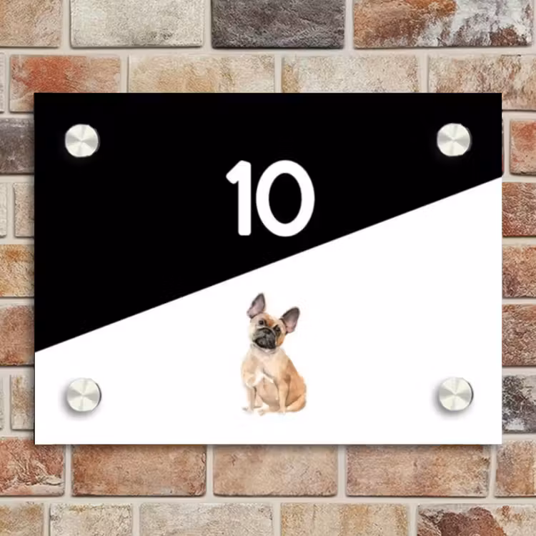 Naambordje voordeur - Rechthoek - Zwart wit - Huisdier - Franse bulldog — 4