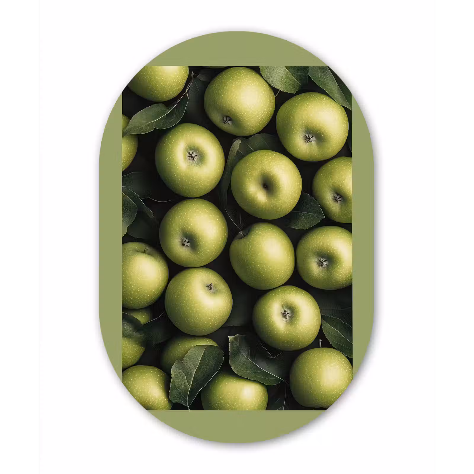 Muurovaal - aluminium - Appels - Groen - bladeren — 1