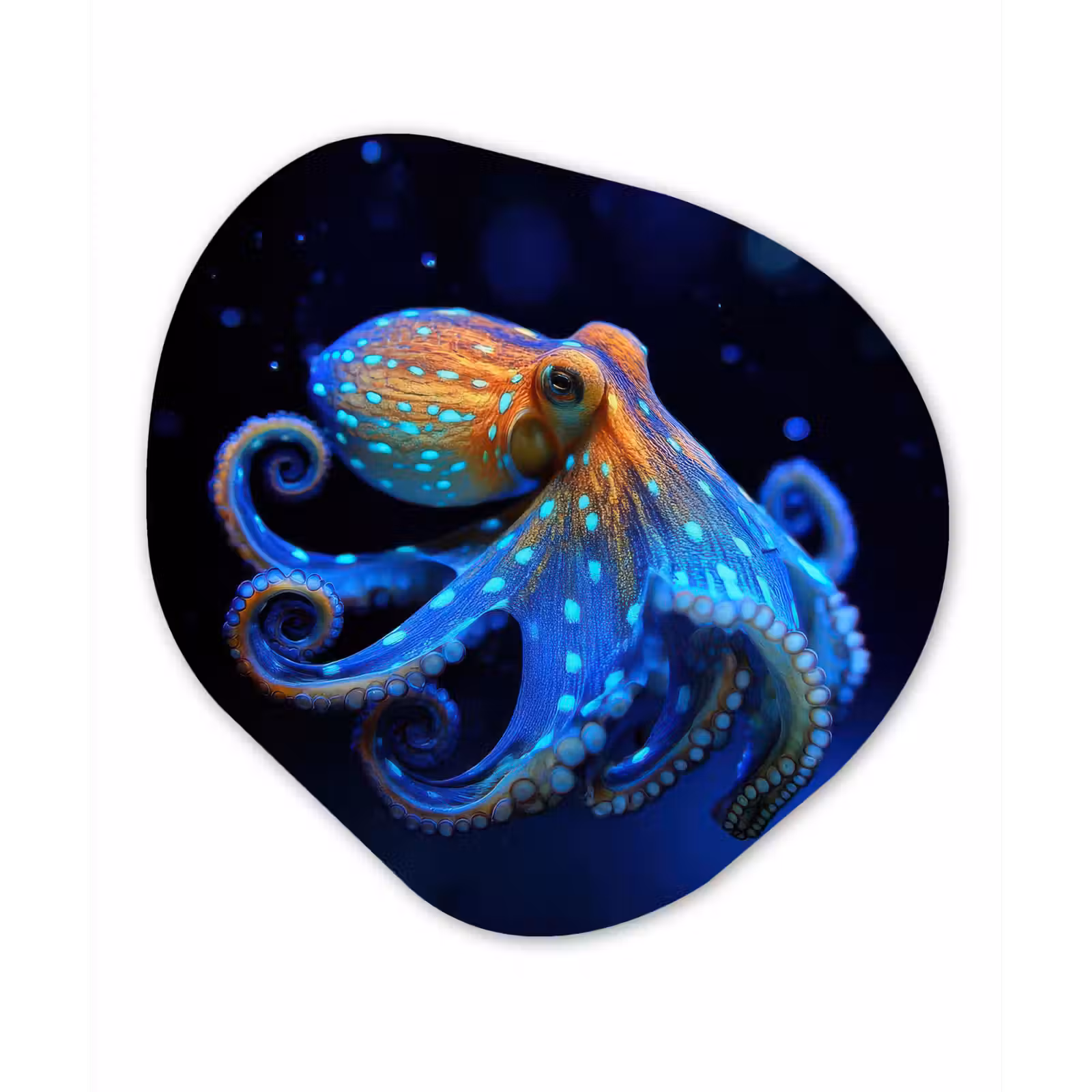 Organische vorm - schilderij - Aluminium - Octopus - Stippen - Blauw - Zee — 1