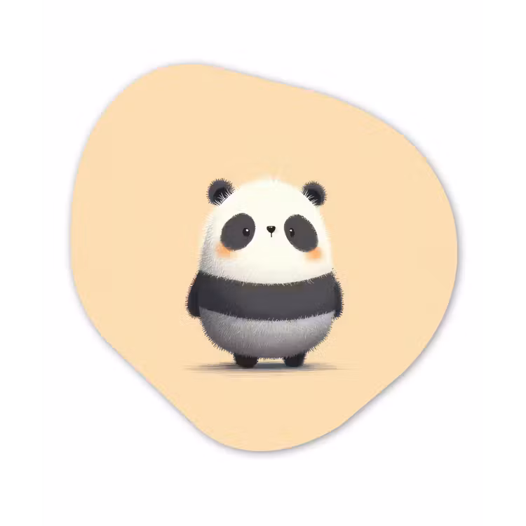 Organische vorm - schilderij - Aluminium - Panda - Beige - Minimalistisch — 1