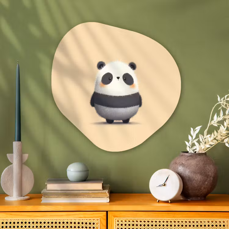 Organische vorm - schilderij - Aluminium - Panda - Beige - Minimalistisch — 2