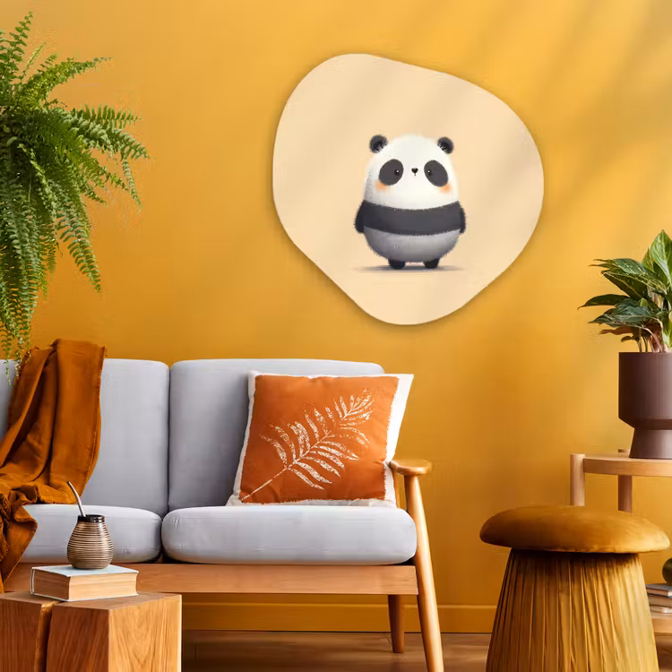 Organische vorm - schilderij - Aluminium - Panda - Beige - Minimalistisch — 3