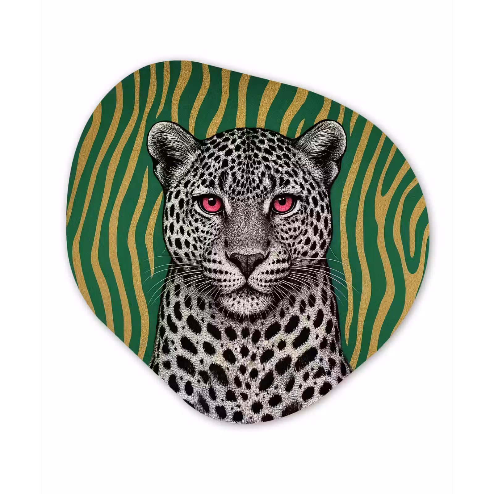 Organische vorm - schilderij - Aluminium - Panter - Zebrapatroon - Groen — 1