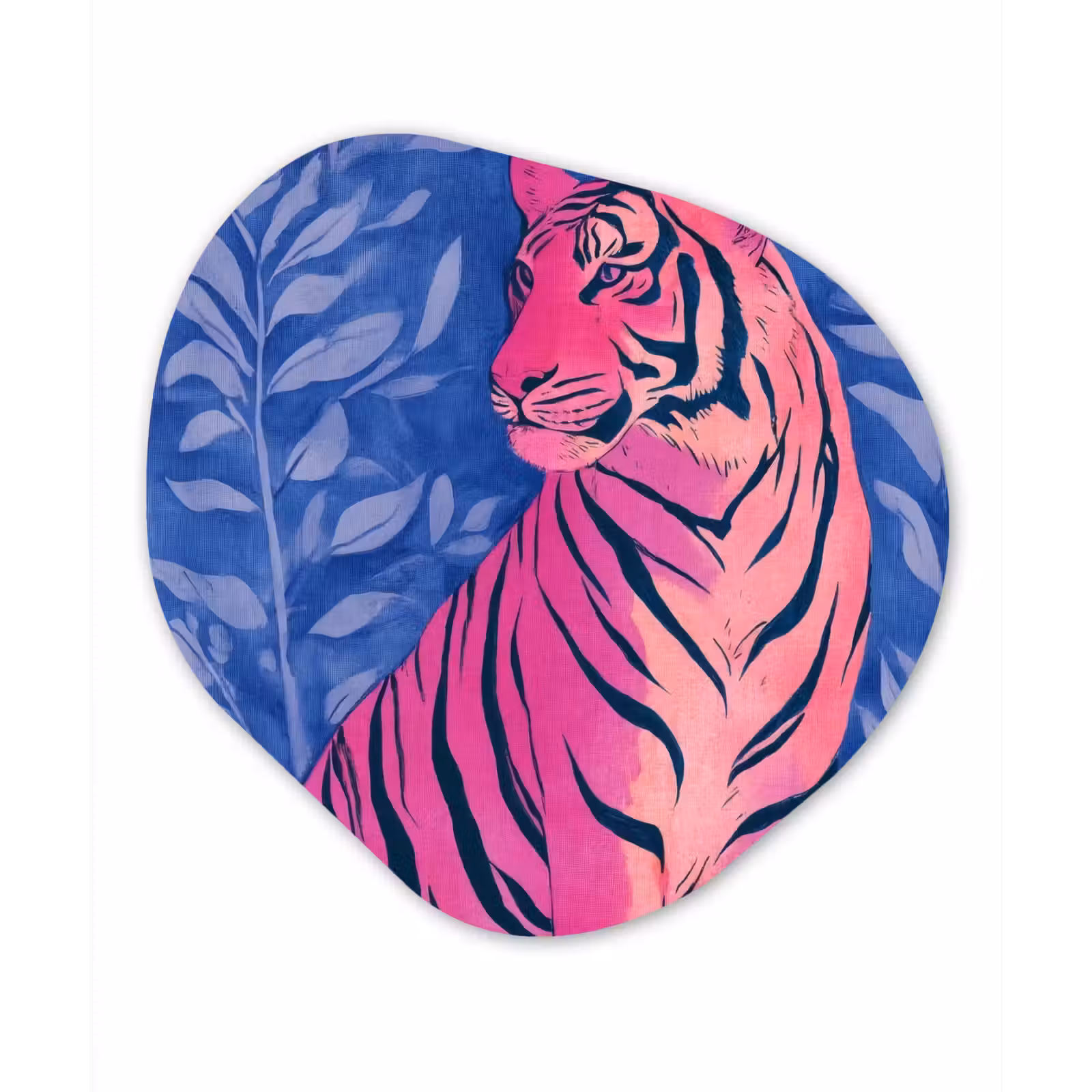 Organische vorm - schilderij - Aluminium - Tijger - Roze - Bladeren - Jungle — 1