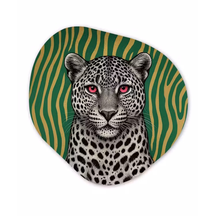 Organische vorm - schilderij - Aluminium - Panter - Zebrapatroon - Groen — 1