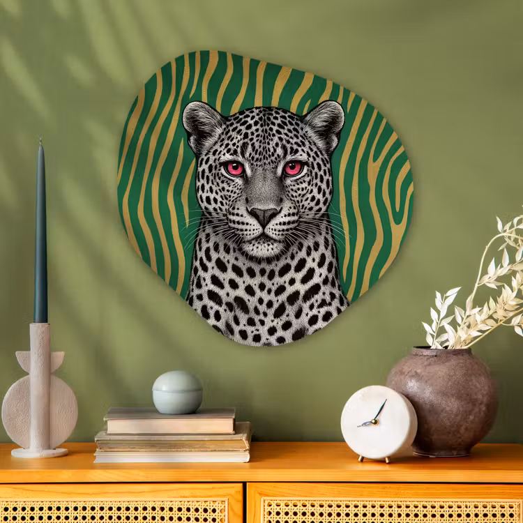 Organische vorm - schilderij - Aluminium - Panter - Zebrapatroon - Groen — 2