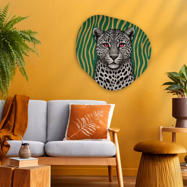 Organische vorm - schilderij - Aluminium - Panter - Zebrapatroon - Groen — 3
