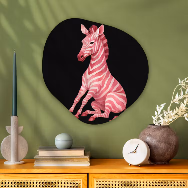 Organische vorm - schilderij - Aluminium - Zebra - Roze - Gestreept — 2