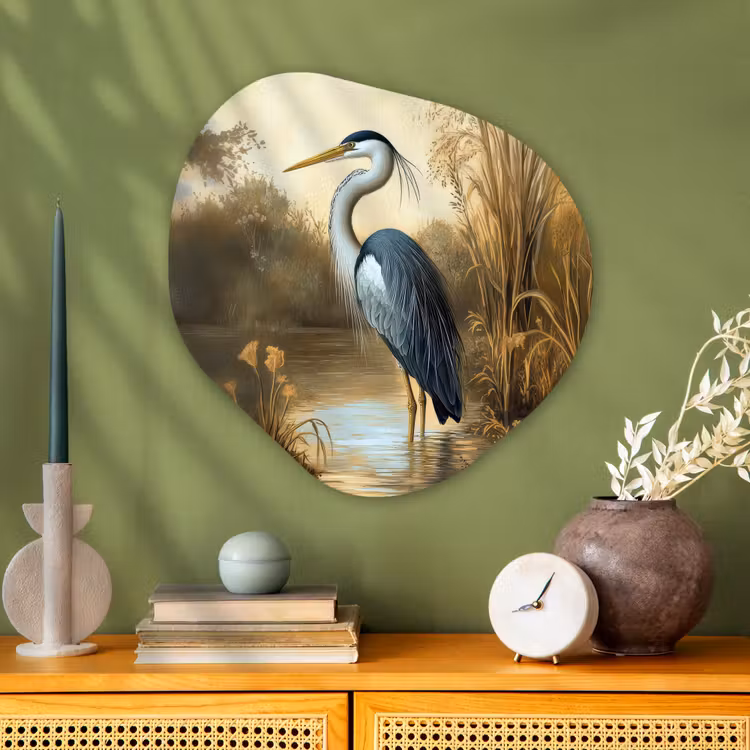 Organische vorm - schilderij - Aluminium - Reiger - Water - Planten — 2