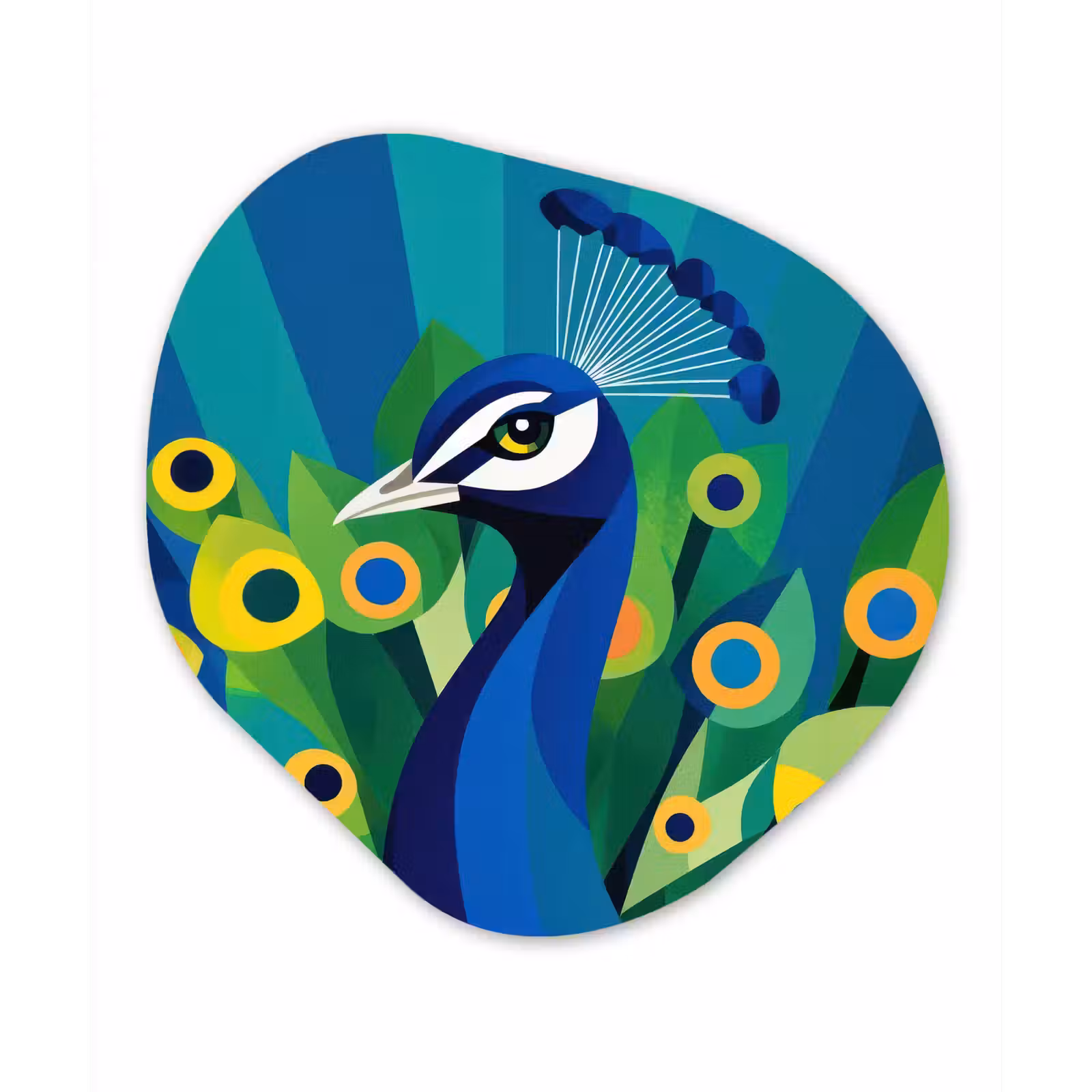 Organische vorm - schilderij - Aluminium - Pauw - Cirkels - Blauw — 1