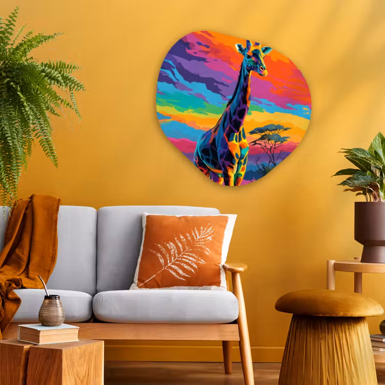 Organische vorm - schilderij - Aluminium - Giraffe - Savanna - Lucht - Gekleurd — 3
