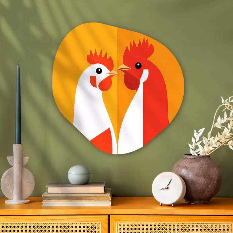 Organische vorm - schilderij - Aluminium - Kippen - Oranje - Vlakken — 2