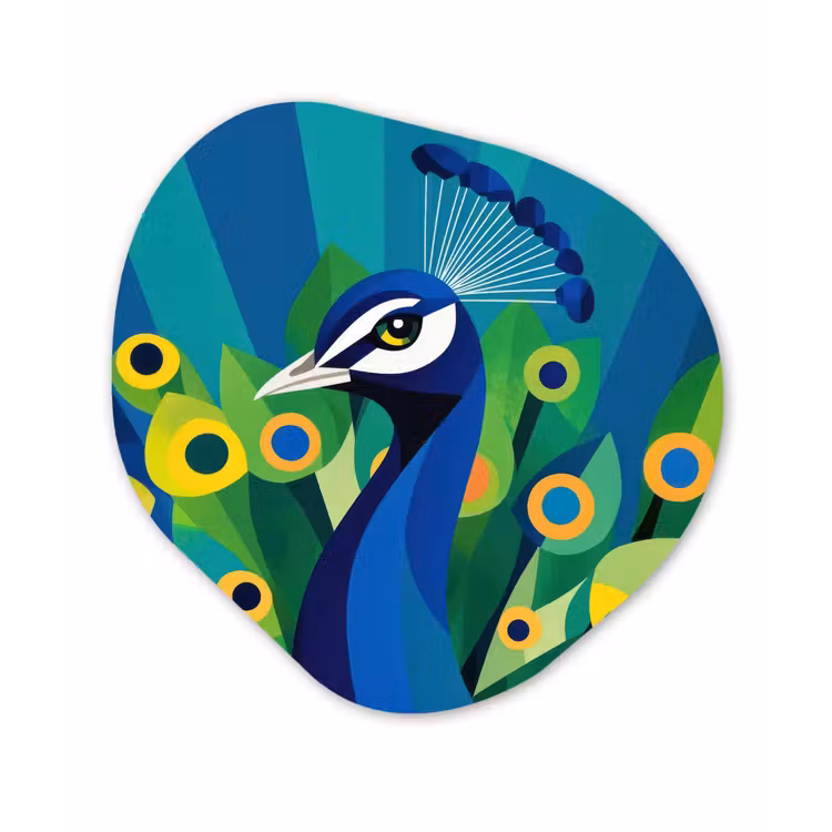 Organische vorm - schilderij - Aluminium - Pauw - Cirkels - Blauw — 1