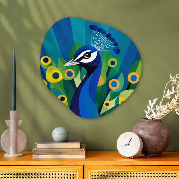 Organische vorm - schilderij - Aluminium - Pauw - Cirkels - Blauw — 2