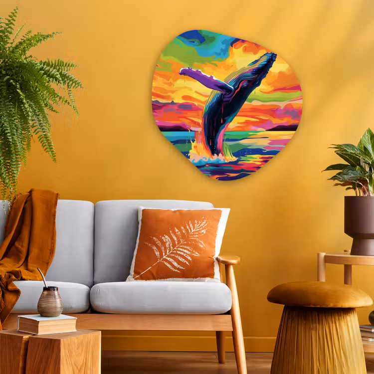 Organische vorm - schilderij - Aluminium - Zonsondergang - Walvis - Geschilderd - Kleurrijk — 3