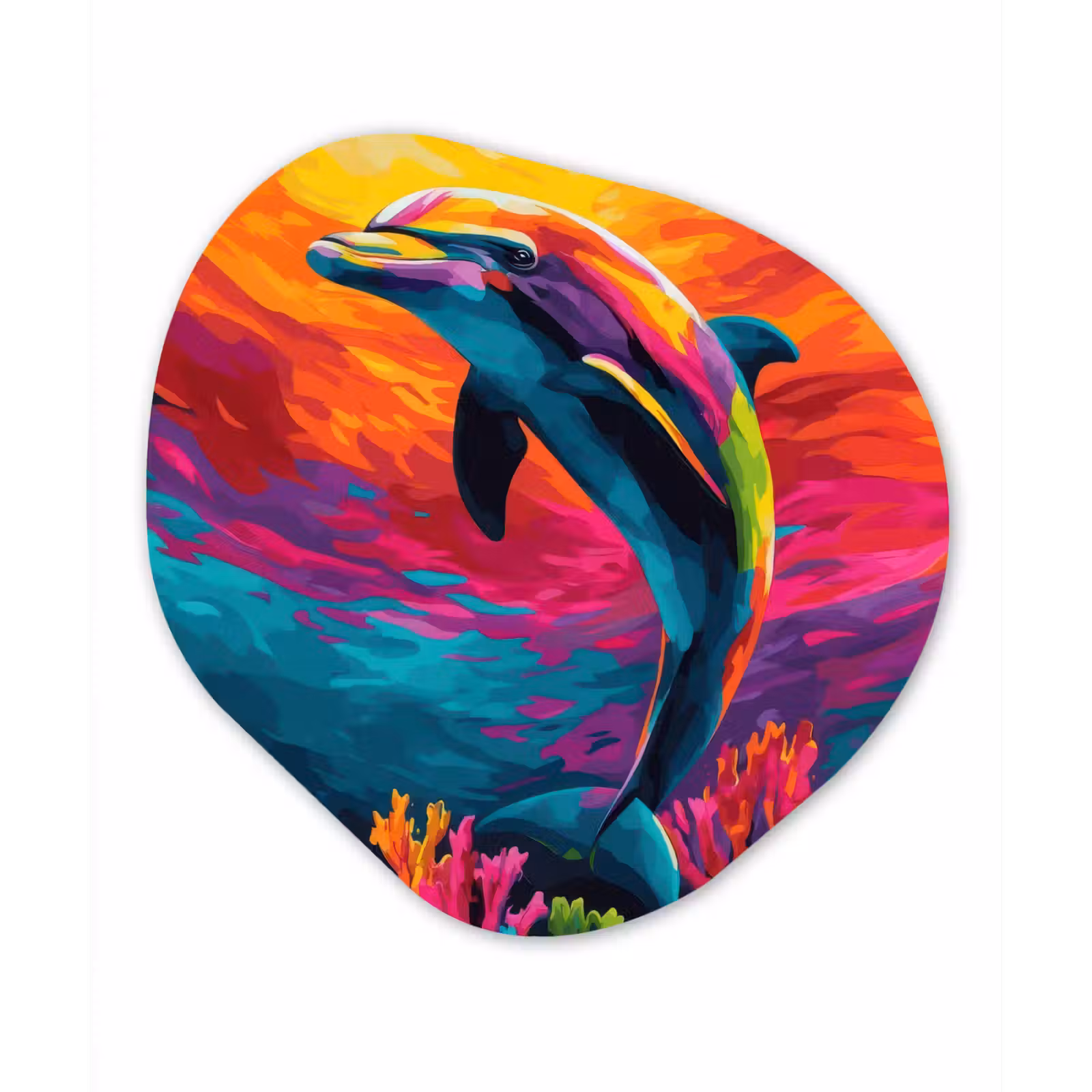 Organische vorm - schilderij - Aluminium - Dolfijn - Kleurrijk - Oceaan - Koraal — 1