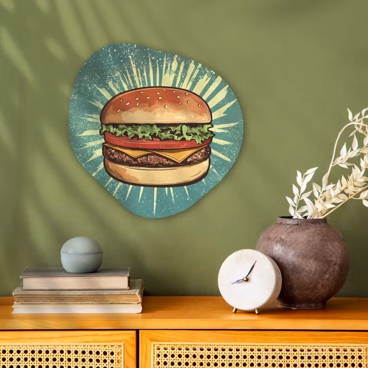 Organisch schilderij – Hamburger - Illustratie - Sla - Kaas — 2