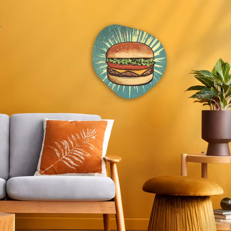 Organisch schilderij – Hamburger - Illustratie - Sla - Kaas — 3