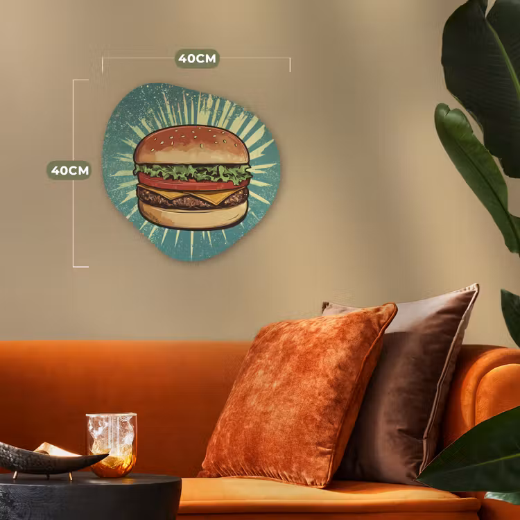 Organisch schilderij – Hamburger - Illustratie - Sla - Kaas — 4