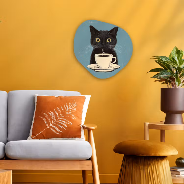 Organisch schilderij – Kat - Zwart - Koffie - Minimalistisch — 3