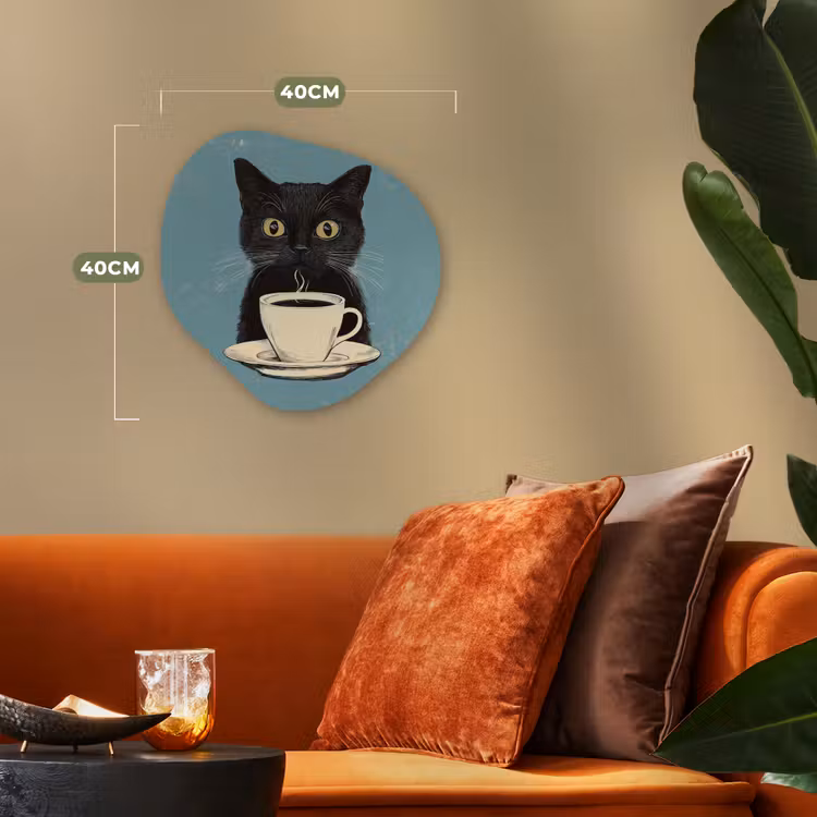 Organisch schilderij – Kat - Zwart - Koffie - Minimalistisch — 4