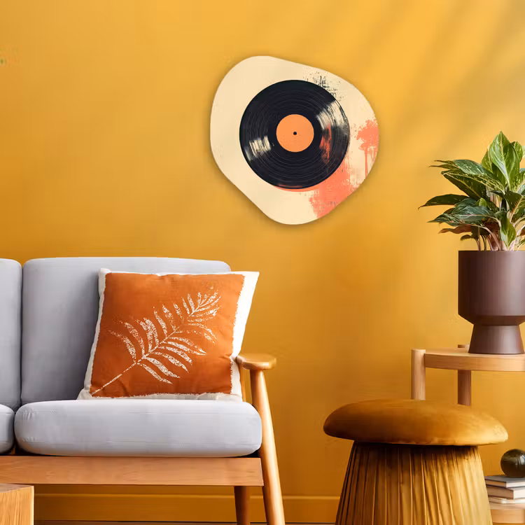 Organisch schilderij – Vinylplaat - Zwart - Verfspatten - Retro — 3