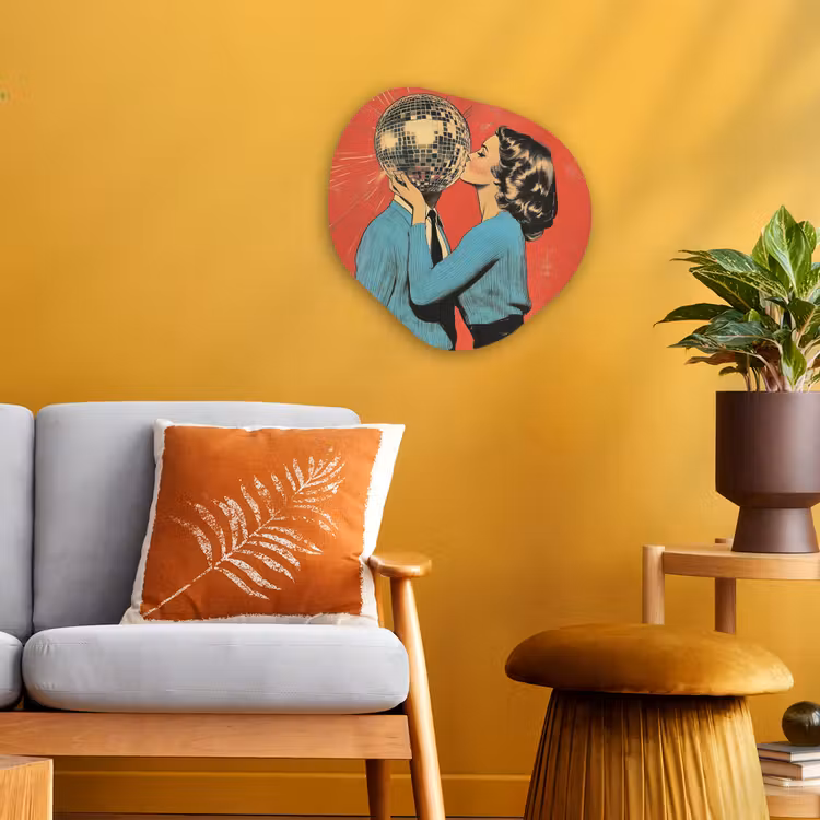 Organisch schilderij – Vrouw - Retro - Discobal - Kus — 3