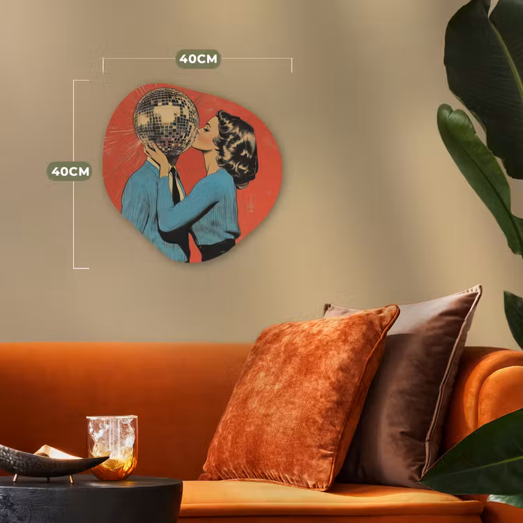 Organisch schilderij – Vrouw - Retro - Discobal - Kus — 4