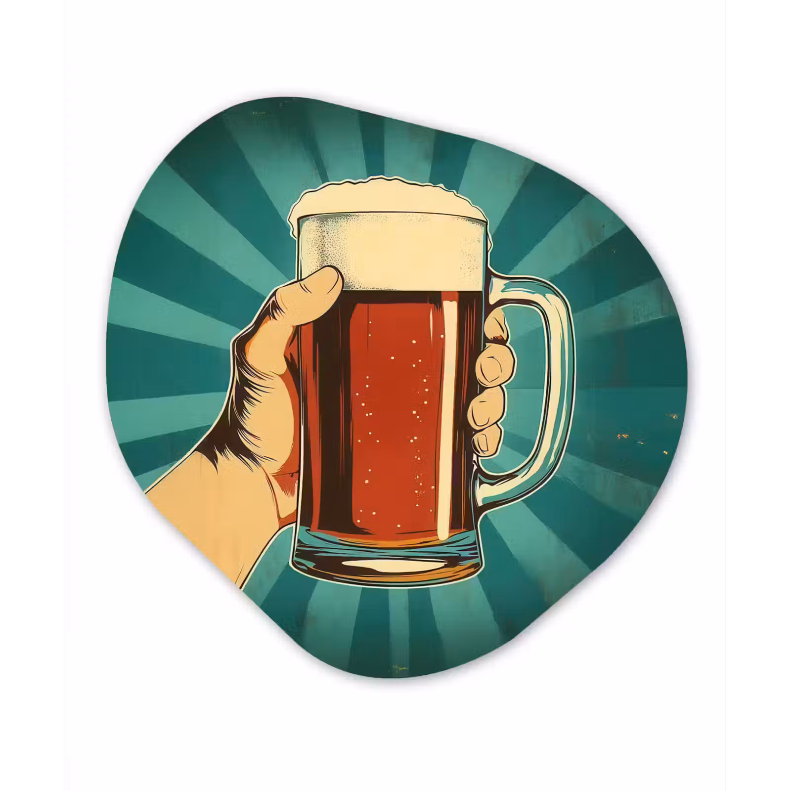 Organische vorm - schilderij - Aluminium - Bierglas - Schuim - Retro - Groen — 1