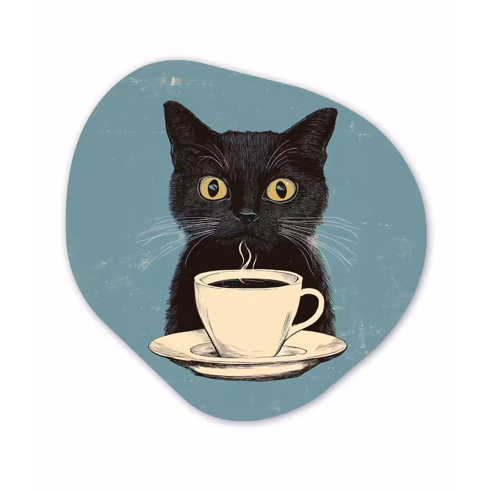 Organische vorm - schilderij - Aluminium - Kat - Zwart - Koffie - Minimalistisch — 1