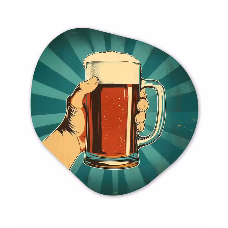 Organische vorm - schilderij - Aluminium - Bierglas - Schuim - Retro - Groen — 1