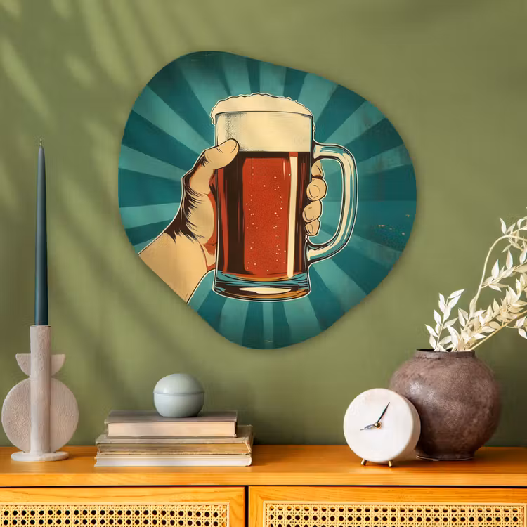 Organische vorm - schilderij - Aluminium - Bierglas - Schuim - Retro - Groen — 2