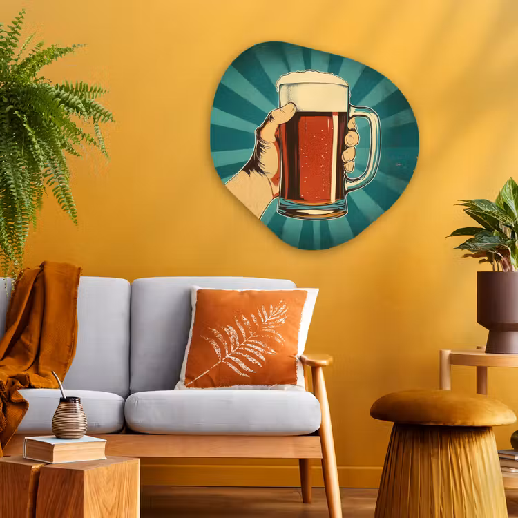 Organische vorm - schilderij - Aluminium - Bierglas - Schuim - Retro - Groen — 3