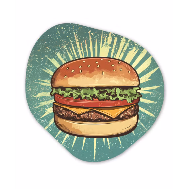 Organische vorm - schilderij - Aluminium - Hamburger - Illustratie - Sla - Kaas — 1
