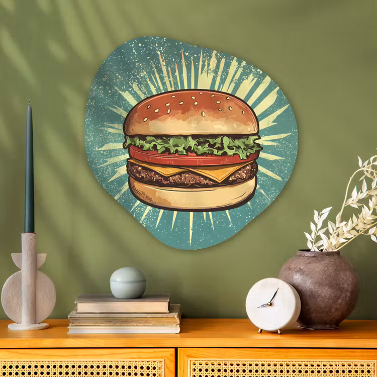 Organische vorm - schilderij - Aluminium - Hamburger - Illustratie - Sla - Kaas — 2