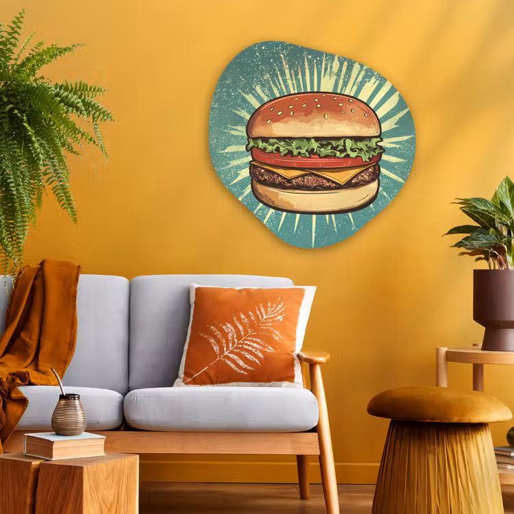 Organische vorm - schilderij - Aluminium - Hamburger - Illustratie - Sla - Kaas — 3
