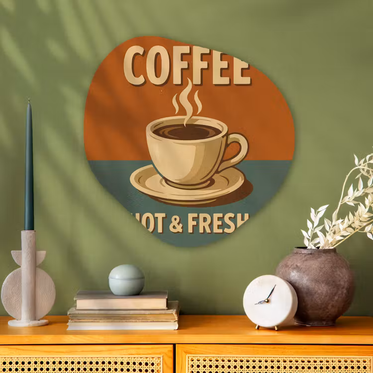 Organische vorm - schilderij - Aluminium - Koffie - Kop - Vintage - Quote — 2