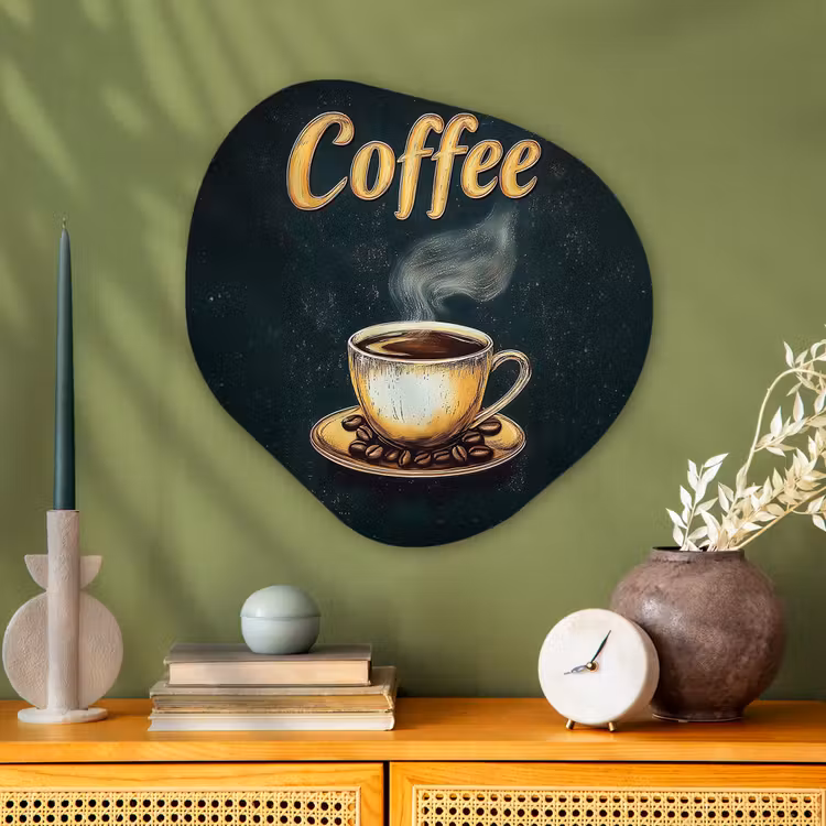 Organische vorm - schilderij - Aluminium - Koffie - Schotel - Koffiebonen - Retro — 2
