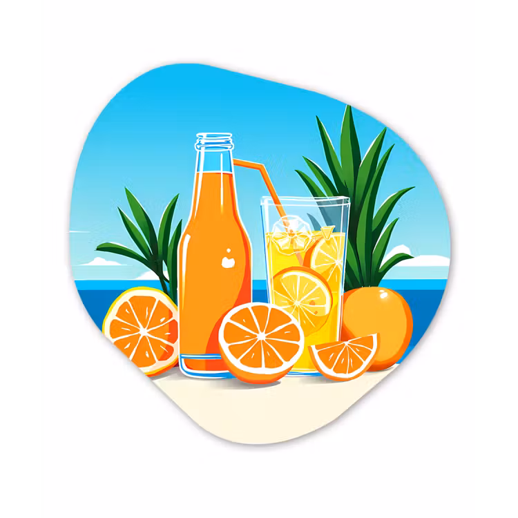 Organische vorm - schilderij - Aluminium - Sinaasappels - Ijsblokjes - Zee - Illustratie — 1