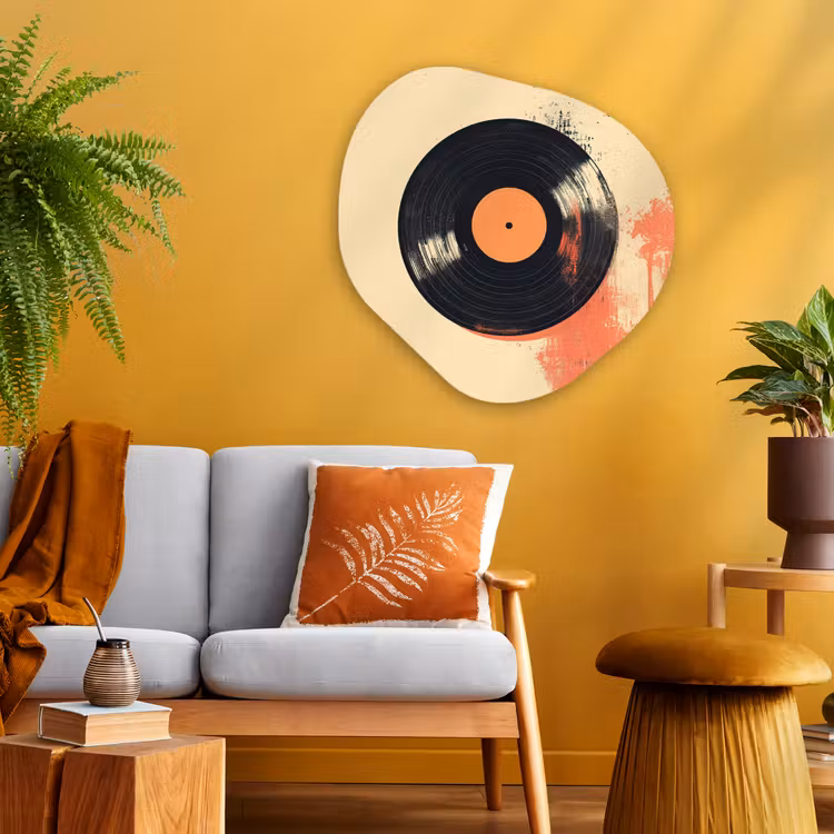 Organische vorm - schilderij - Aluminium - Vinylplaat - Zwart - Verfspatten - Retro — 3