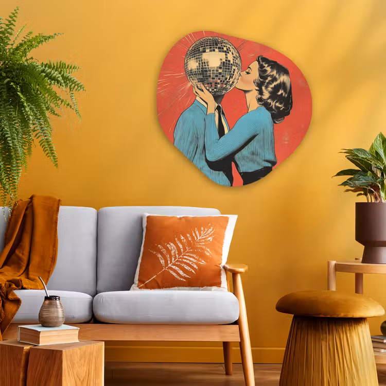 Organische vorm - schilderij - Aluminium - Vrouw - Retro - Discobal - Kus — 3