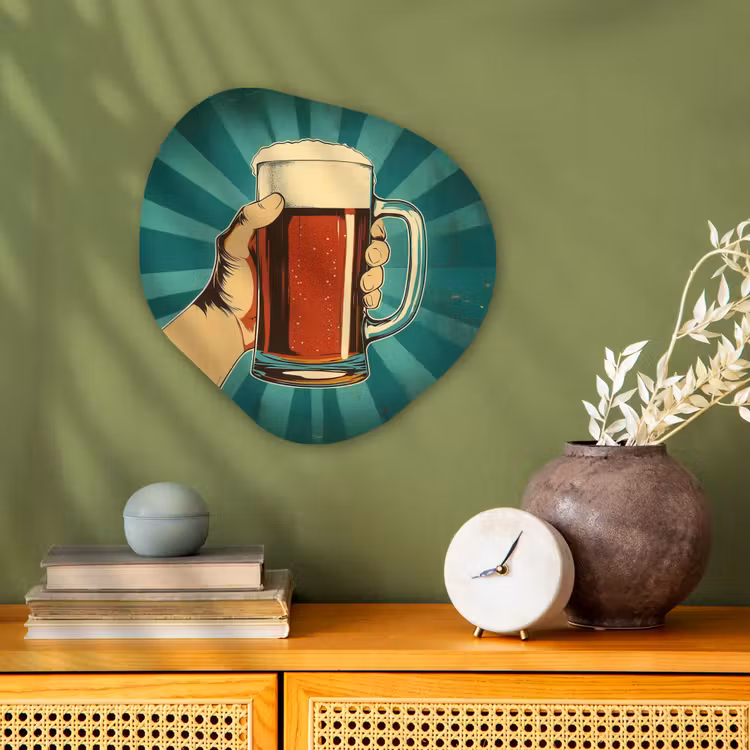 Organisch schilderij – Bierglas - Schuim - Retro - Groen — 2