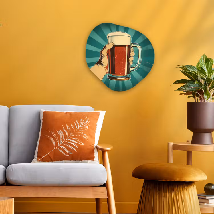 Organisch schilderij – Bierglas - Schuim - Retro - Groen — 3