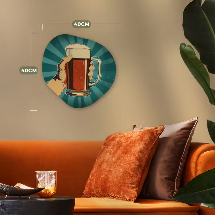 Organisch schilderij – Bierglas - Schuim - Retro - Groen — 4